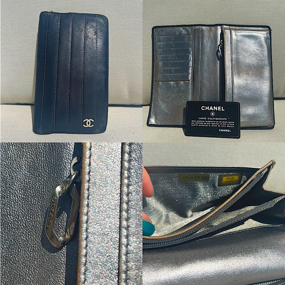 RARE Chanel Striped Bi-Fold Wallet